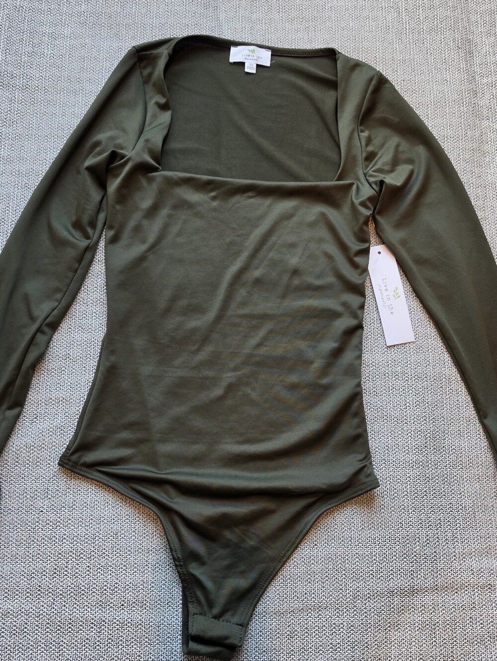 Live In The MOMENT Olive Green Long-Sleeve One-Piece Bodysuit